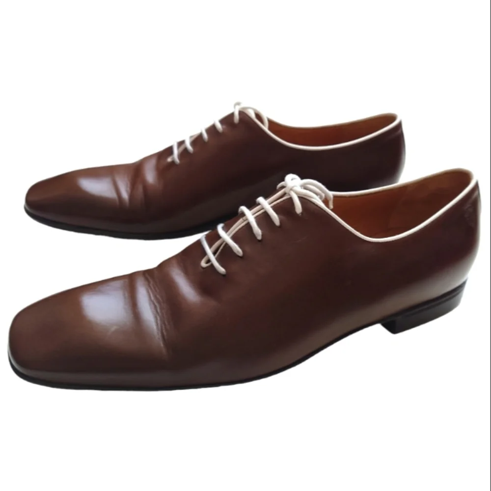 GUCCI Men's Brown Leather Lace-up Shoes Size 9.5